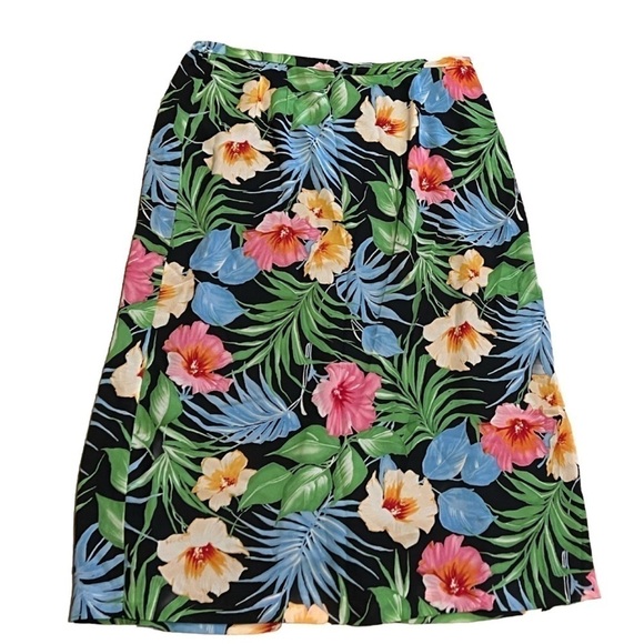 Emma James Floral Tropical A Line Vintage Maxi Skirt Plus Size 18 W Polyester - Picture 1 of 9